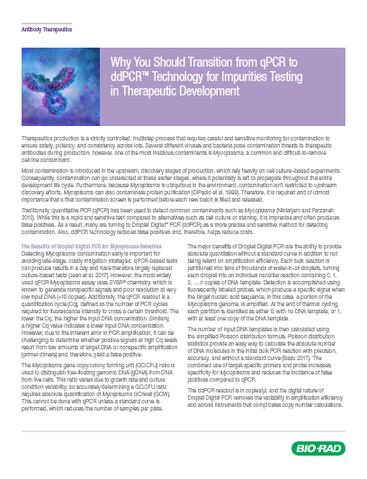 Switching from qPCR to ddPCR™ Technology for Impurities Testing