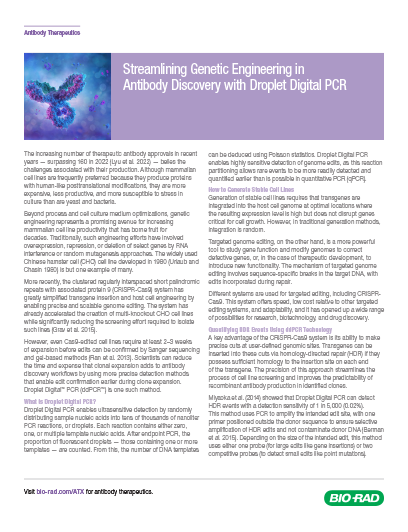 Streamlining Genetic Engineering in Antibody Discovery with Droplet Digital™ PCR​