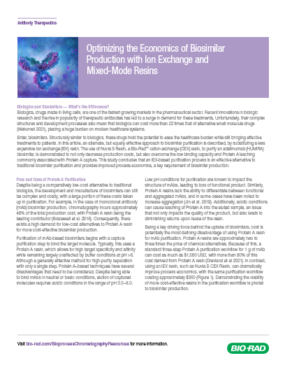 Biosimilar Production with IEX and Mixed-Mode Resins